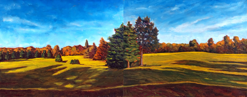 "View from Montpelier Mansion (Diptych)" 16x40 inches